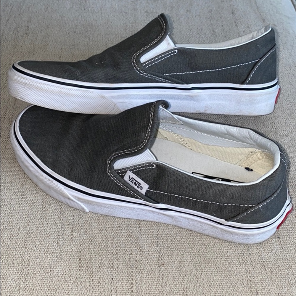 dark gray slip on vans